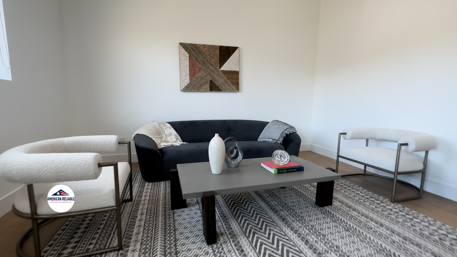Designer lounge with statement art